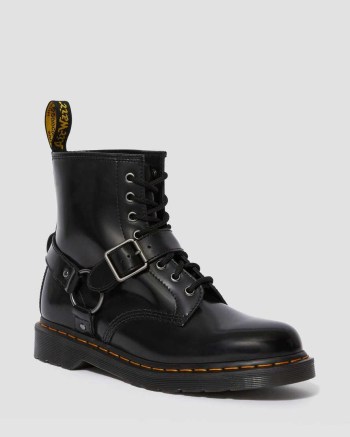 Dr Martens 1460 Harness Leather Šnurovacie Čižmy Panske Čierne | 8732-RZTAC